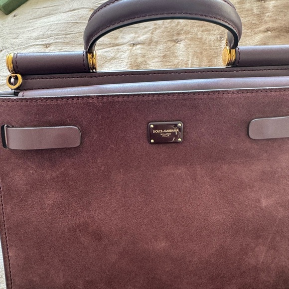 Dolce and Gabbana leather and suede bag with cross body strap and top handle. - Picture 4 of 8